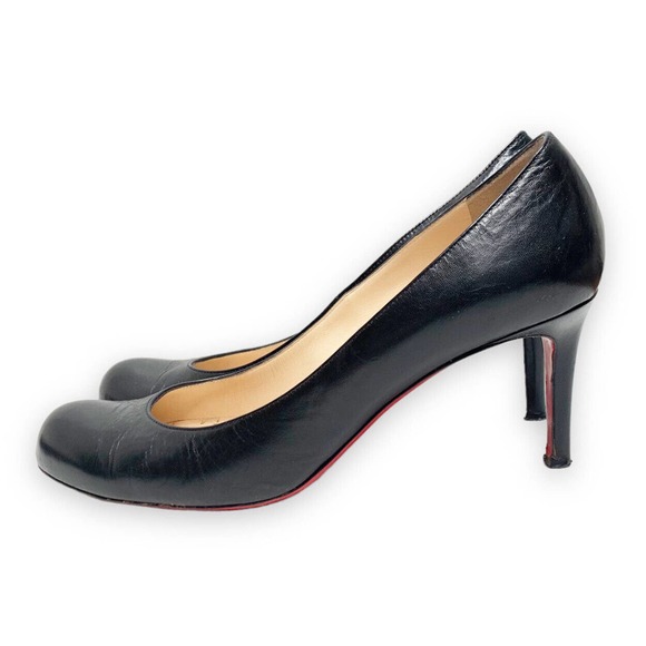 ❌SOLD❌ Authentic Christian Louboutin Matte Black Leather Pumps Women’s 39 1/2 - Picture 2 of 11